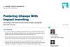 Fostering Change With Impact Investing