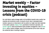 Market weekly – Factor investing in equities – Lessons from the COVID-19 crisis