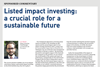 Listed impact investing - a crucial role for a sustainable future