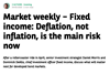 Market weekly – Fixed income - Deflation, not inflation, is the main risk now