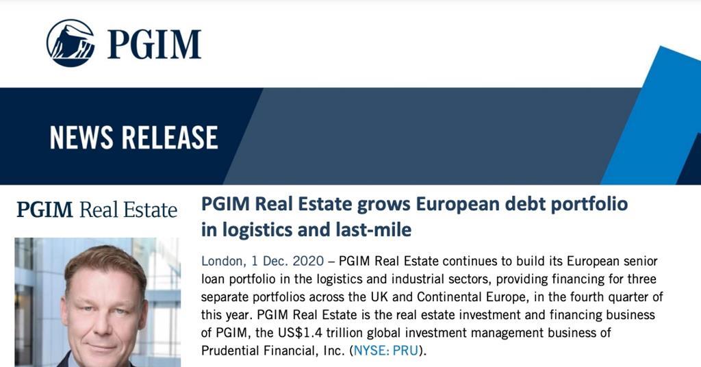 PGIM Real Estate [Europe]PGIM Real Estate grows European debt portfolio in logistics and last-mile
