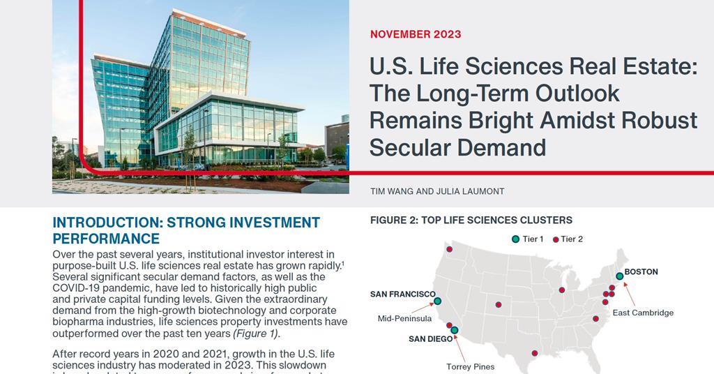 U.S. Life Sciences Real Estate The LongTerm Outlook Remains Bright