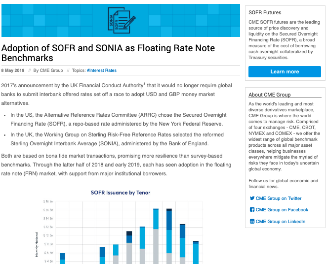 Adoption of SOFR and SONIA as Floating Rate Note Benchmarks | CME Group ...