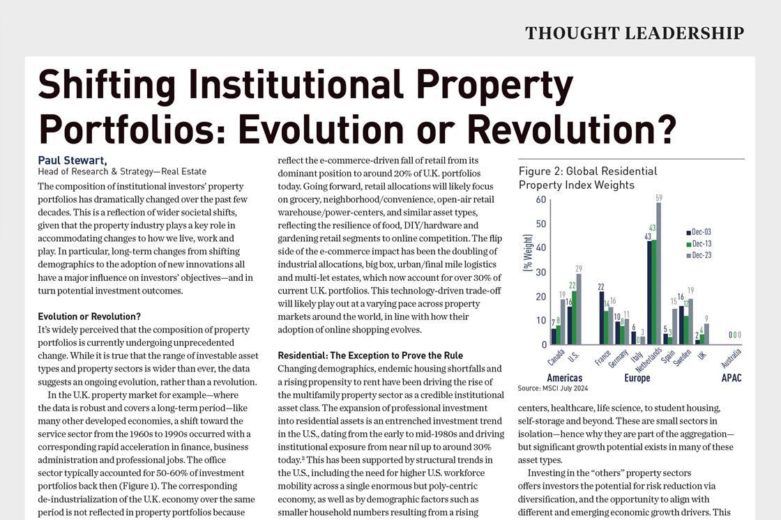 Shifting Institutional Property Portfolios Evolution or Revolution