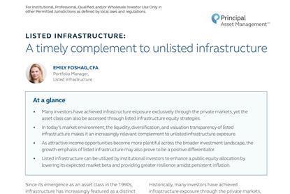 Listed Infrastructure- A timely. complement to unlisted infrastructure