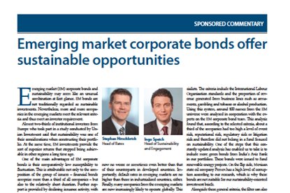 Emerging market corporate bonds offer sustainable opportunities index