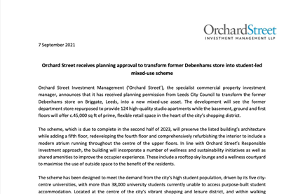 Orchard Street receives planning approval to transform former Debenhams store into student-led mixed-use scheme