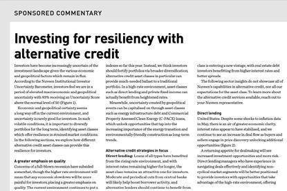 Investing for resiliency with alternative credit