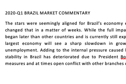 2020-Q1 Brazil Market Commentary