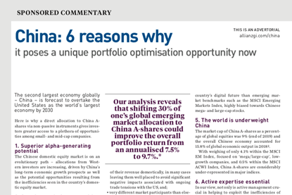 China - 6 reasons why - it poses a unique portfolio optimisation opportunity now