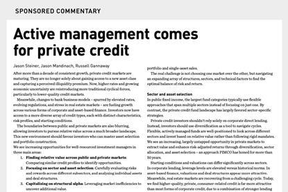 Active management comes for private credit