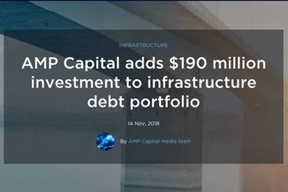 AMP Capital adds $190 million investment to infrastructure debt portfolio