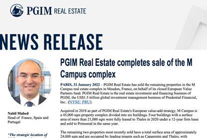 PGIM real estate completes sale