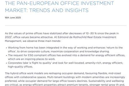 The Pan-European Office Investment Market Trends and Insights