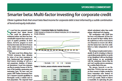 Smarter beta: Multi-factor investing for corporate credit index