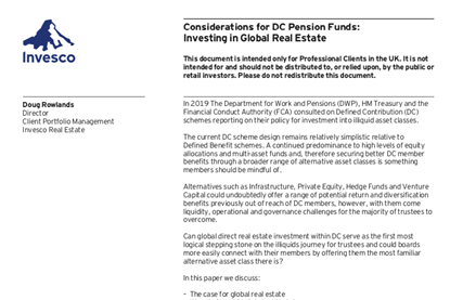 Considerations for DC Pension Funds - Investing in Global Real Estate