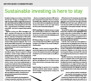Sustainable investing is here to stay