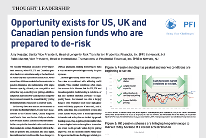 Opportunity exists for US, UK and Canadian pension funds who are prepared to de-risk