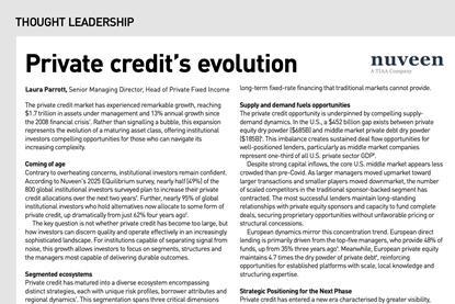 Private credit’s evolution