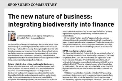 The new nature of business- integrating biodiversity into finance