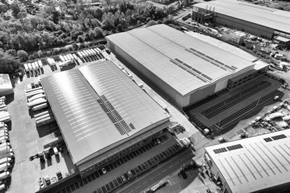 aerial shot industrial warehouse