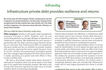 Infrastructure private debt provides resilience and returns