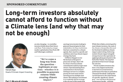 Long-term investors absolutely cannot afford to function without a Climate lens (and why that may not be enough)