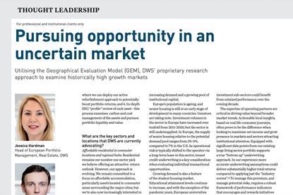 Pursuing opportunity in an uncertain market