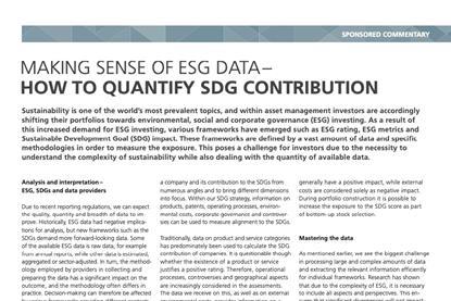 Making Sense Of ESG Data– How To Quantify SDG Contribution