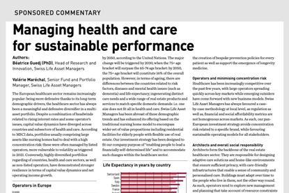 Managing health and care for sustainable performance
