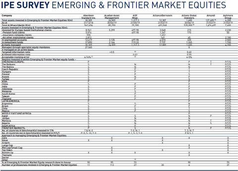 Survey overview - Emerging and frontier market equities 2019